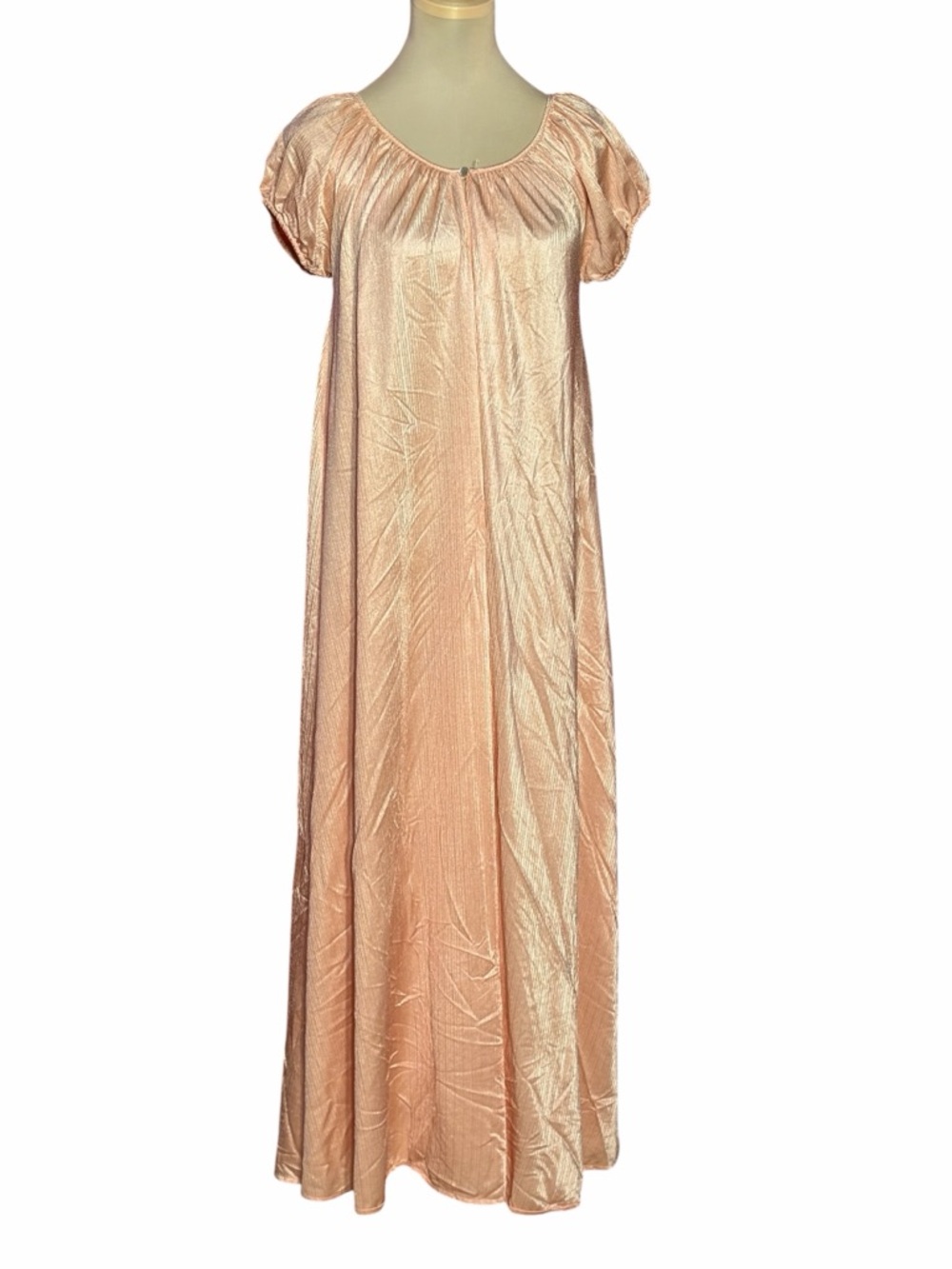 Vintage Moodsetter Peach Satin Nightgown Maxi Lounge Dress Cottagecore